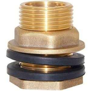 Joywayus 2PCS 1/2" NPT Female 3/4" GHT Male Soild Brass Water Tank Connector Theaded Bulkhead Fitting with 2 Rubber Ring Stablizing
