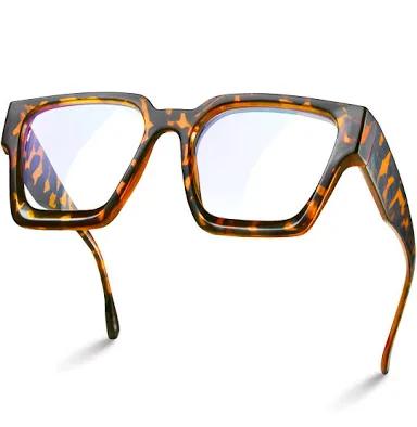 livho Oversized 99% Blue Light Glasses for Woman - Rectangle Fashion Glasses for Computer, Chic Preppy Frame - Anti Eyestrain