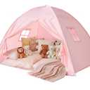 Full Size Bed Canopy for Kids：Girls Bed Tent Dream Privacy Sleeping Tents Indoor - Toddler Under Bunk Pink Tent - Girls & Boys Bedroom Privacy Space Sleeping Tents Gifts (Large Pink)