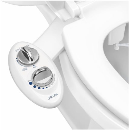 LUXE Bidet NEO 120 Single Nozzle, Self Cleaning, Non Electric Bidet Attachment for Toilet Seat, Adjustable Water Pressure, Rear Wash (White)