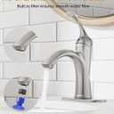 Bathroom Sink Faucet Brushed Nickel Single Handle One Hole Vanity Satin Sink with Pop Up Drain Assembly Bath with Overflow Stream Basin Mixer Tap Lavatory Commercial Supply Line