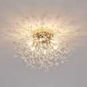 6-Light Sputnik Flush Mount Ceiling Light Fixture, Modern Gold Crystal Firework Ceiling Lights, Close to Ceiling Lamp for Bedroom Kitchen Hallway Entryway Bathroom