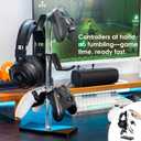 OAPRIRE 3 Tier Acrylic Controller Stand | Gaming Gear Organizer, Universal Controller Holder with Wide Reinforced Base, 360 Rotation, Built-in Cable Management Hole, Black