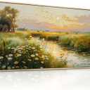 ZUITINGHUA Wood Framed Canvas Wall Art For Living Room Large Wall Decor For Office Bedroom Decorations Pastoral Scenery Picture Water edge Painting Artwork Ready To Hang Home Decor 30x60 In (60L" x 30W", Pastoral Wood Framed 2)