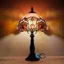 LJuicwe Tiffany Lamp Touch Control Table Lamp Pink Jewelry Stained Glass Desk Lamp 8X8X14.5 Inches Reading Light