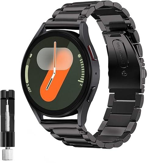 Band Compatible with Samsung Galaxy Watch 7 6 5 4 Band 40mm 44mm 45mm/Watch 6 4 Classic 42mm 46mm 43mm 47mm,Metal Stainless Steel Bands Strap Men Women,NOT for Galaxy Watch Ultra 47mm(2024) (Black)