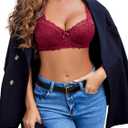 Avidlove Women's Lingerie Set Lace Bra and Panty Sets 2 Piece Lace Babydoll Outfits (Red, L)