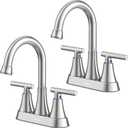 Bathroom Faucets for Sink 3 Hole, Hurran 4 inch Brushed Nickel Bathroom Sink Faucet with Pop-up Drain and Supply Hoses, Stainless Steel Lead-Free Centerset Faucet for Vanity RV, 2 Pack