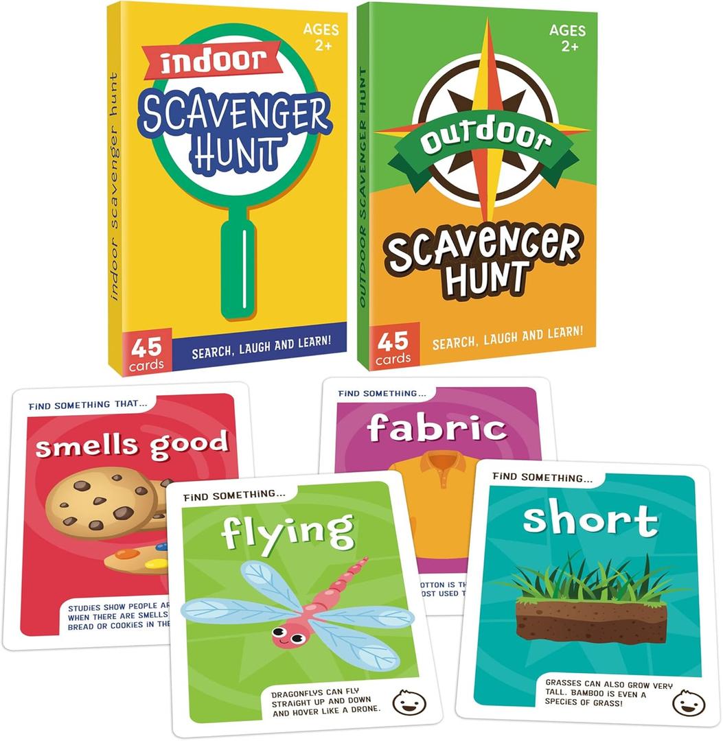 LotFancy Scavenger Hunt Games for Kids, 88 Task Cards, Jumbo Size, Fun Outdoor Indoor Activities Toy, Card Games for Family Game Night, Camping, Party, Gifts for Ages 2+