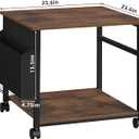 Lerliuo Large Printer Stand with Storage Shelf, 23.6 x 23.6 x 22.8 Industrial Printer Table for Home Office, Rolling Printer Cart Holder with Lockable Wheels, Mobile Mini Fridge Stand Table (Brown)