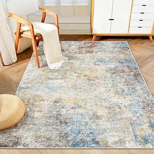 WITSHOCK 4x6 Area Rugs for Living Room : Machine Washable - Non Slip Modern Abstract Rug for Bedroom Under Dining - Stain Resistant for Household - Pet Owners (Multicolor)
