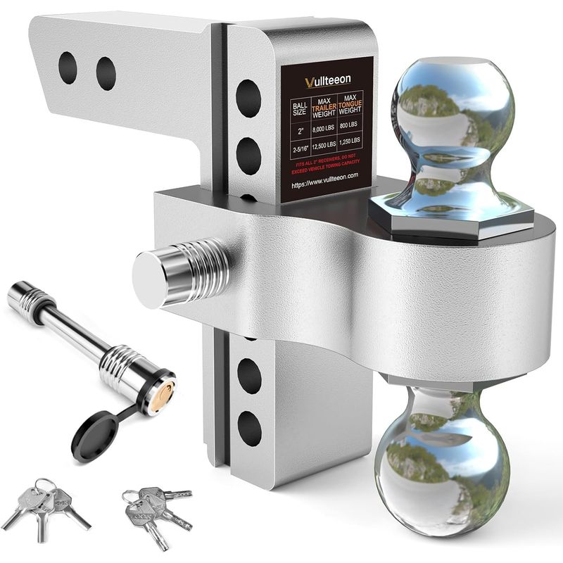 Adjustable Trailer Hitch, Drop Hitch for 2 Inch Receiver,Vullteeon 6 ...