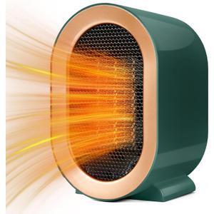 Electric Space Heater for Office, 1200W Compact Energy Efficient Space Heaters for Indoor Use, Small Portable Heater Fan Quiet, Adjustable Safe Overheating Protection (Green)