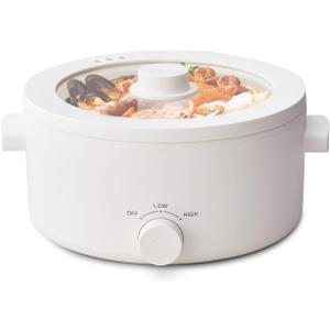 Hot Pot Electric, 3L Portable Electric Pot with Ceramic Non-stick Coating, Dual Power Multi-functional Romen Cooker for Steak, Pasta, Hot Pot, Ramen, Quick Heating and Overheat Protection (3.2 Quarts, white)