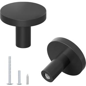 2 Pack Cabinet and Drawer Knobs, Bifold Barn Door Handle- Stylish Round Pulls for Bi-Folding Sliding Barn Door, Kitchen, Dressers, Cupboard and Closets, Matte Black
