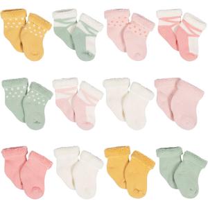 Gerber Baby 12-pair Sock Bundle (0-3 Months, Golden Floral)