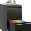 2 Drawer Mobile File Cabinet with Lock,Rolling Metal Office Storage Filing Cabinet Under Desk for Home Office,Legal/Letter/A4, Fully Assembled,Black