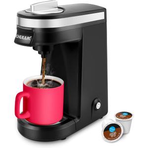 CHULUX Single Serve Coffee Maker for K Capsule and Ground Coffee, Single Cup Coffee Machine, Black
