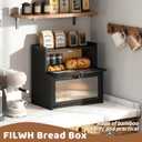 Bread Box for Kitchen Countertop Double Layer Large Corner Bread Box Capacity Bread Storage Bin Farmhouse Breadbox Container Organizer Cabinet Cupboard Black