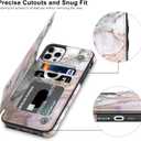 LETO for iPhone 13 Pro Max Case,Luxury Flip Folio Leather Wallet Cover with Fashion Designs for Girls Women,Card Slots Kickstand Protective Phone Shell for 13 Pro Max 6.7" Pink Purple Marble