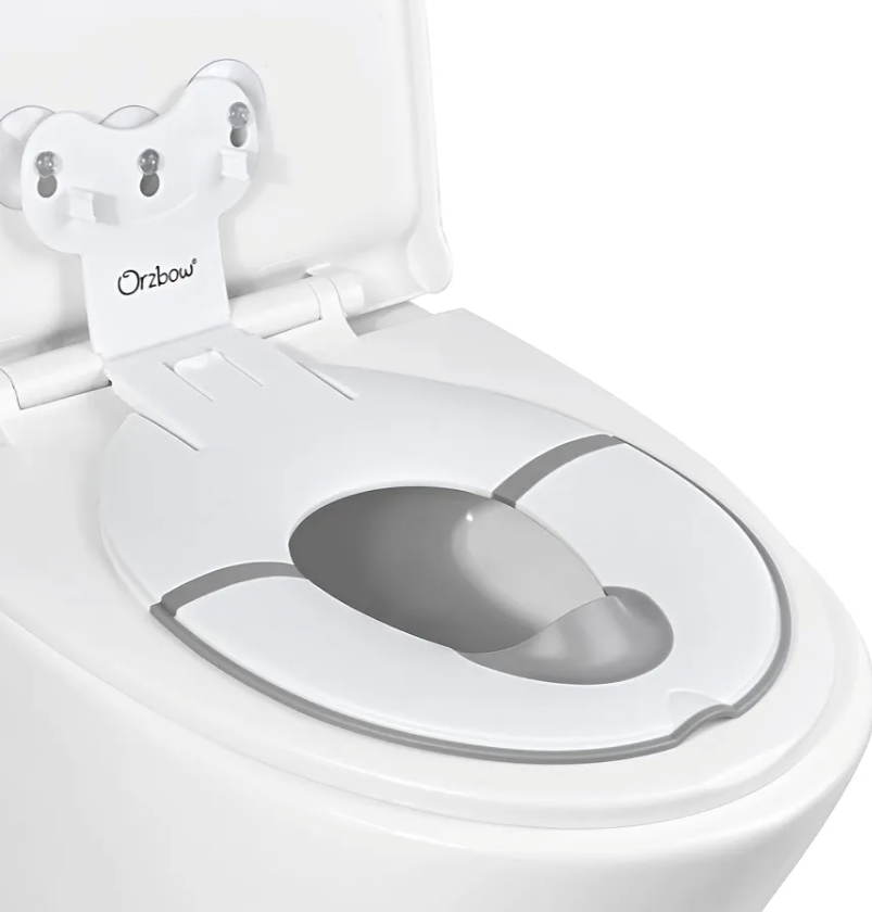 Orzbow Foldable Travel Potty Training Seat, Toddler Toilet Seat Attachment for Adult Toilets, Portable Potty with Suction Cups, Adjustable Length, Splash Guard, Non-Slip Base, Easy to Clean, White