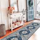 Hallway Washable Runner Rug - 2x10 Kitchen Rugs Entryway Rug Runner Vintage Soft Floor Mat Non Slip Indoor Farmhouse Carpet for Bathroom Living Room Bedroom (2 X 10, Blue)