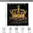 King Crown Shower Curtain Black and Gold Bathroom Decor with 12 Hooks 72x72 Inches