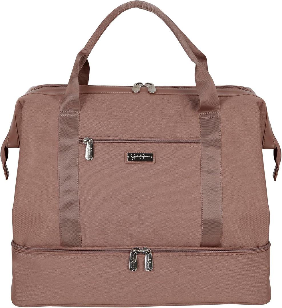 Jessica Simpson Countryside Weekender Duffel 100% Polyester Drop Bottom Bag, Mocha Mousse, Tote