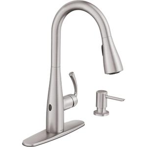 Moen 87014EWSRS Essie MotionSense Wave One-Handle Touchless Kitchen Faucet with Pull Down Sprayer and Soap Dispenser, Spot Resist Stainless