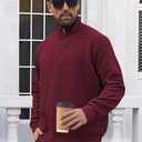 Men's Quarter Zip Sweatshirt Pullover Sweater Casual Long Sleeve Stand Collar Quarter Sweaters (L)