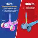 Nattork Kids Scooter for Girls with Light Up Wheels, Deck and Headlight, Wide Anti-Slip Deck and T-bar Handle with Rear Foot Brake, Adjustable Height 3 Wheel Scooter for Kids Ages 3+ and up to 220Lbs