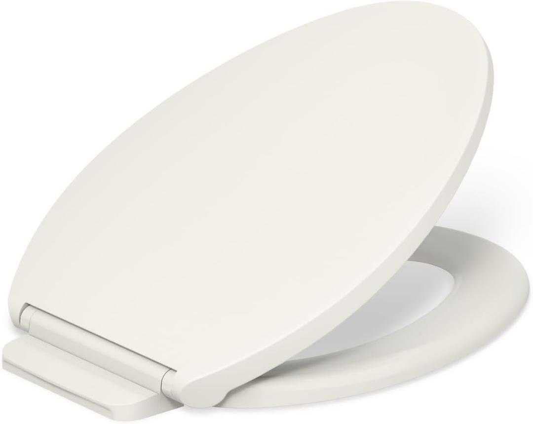 Kohler K-27331-96 Glissade ReadyLatch Quiet Close Elongated Toilet Seat, Biscuit