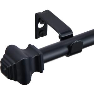 Black Curtain Rods for Windows 32 to 78 inch, 5/8 Inch Square Splicing Curtain Rods with Brackets for Indoor & Outdoor
