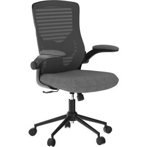 Ergonomic Office Chair for Long Hours & Lower Back Pain Relief  Memory Foam Seat Cushion, Adjustable Padded Lumbar Support, and Padded Flip-up Armrests, Ideal for Office or Study, Dark Gray