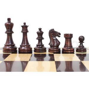House of Chess - Grand Master Staunton Tournament Chess Set Pieces - King Size: 3-3/4" (Broad Base) + 2 Extra Queens - Ringy Rosewood/Boxwood