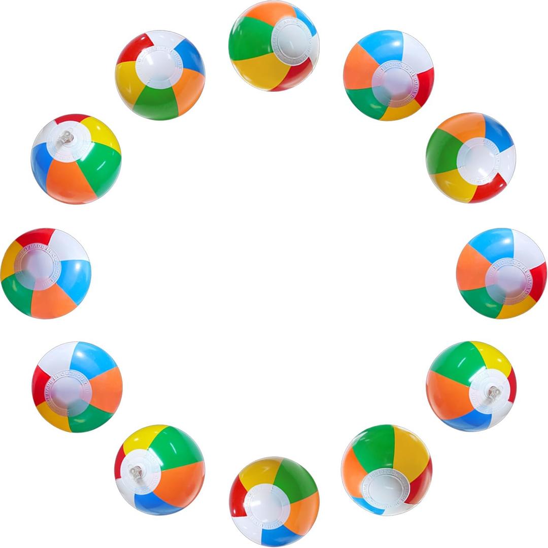 Jishi Mini Beach Balls Bulk 12-Pack 8" Kids Pool Toys Inflatable Pool Floats Water Toys, Hawaiian Luau Party Decorations Toddler Summer Games, Blow Up Swimming Pool Party Favors Birthday Gift Supplies