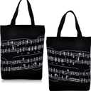 Reusable Grocery Bags,Music bag,Canvas Tote Bag Perfect for Shopping (Staff Notation Pattern L 2p)