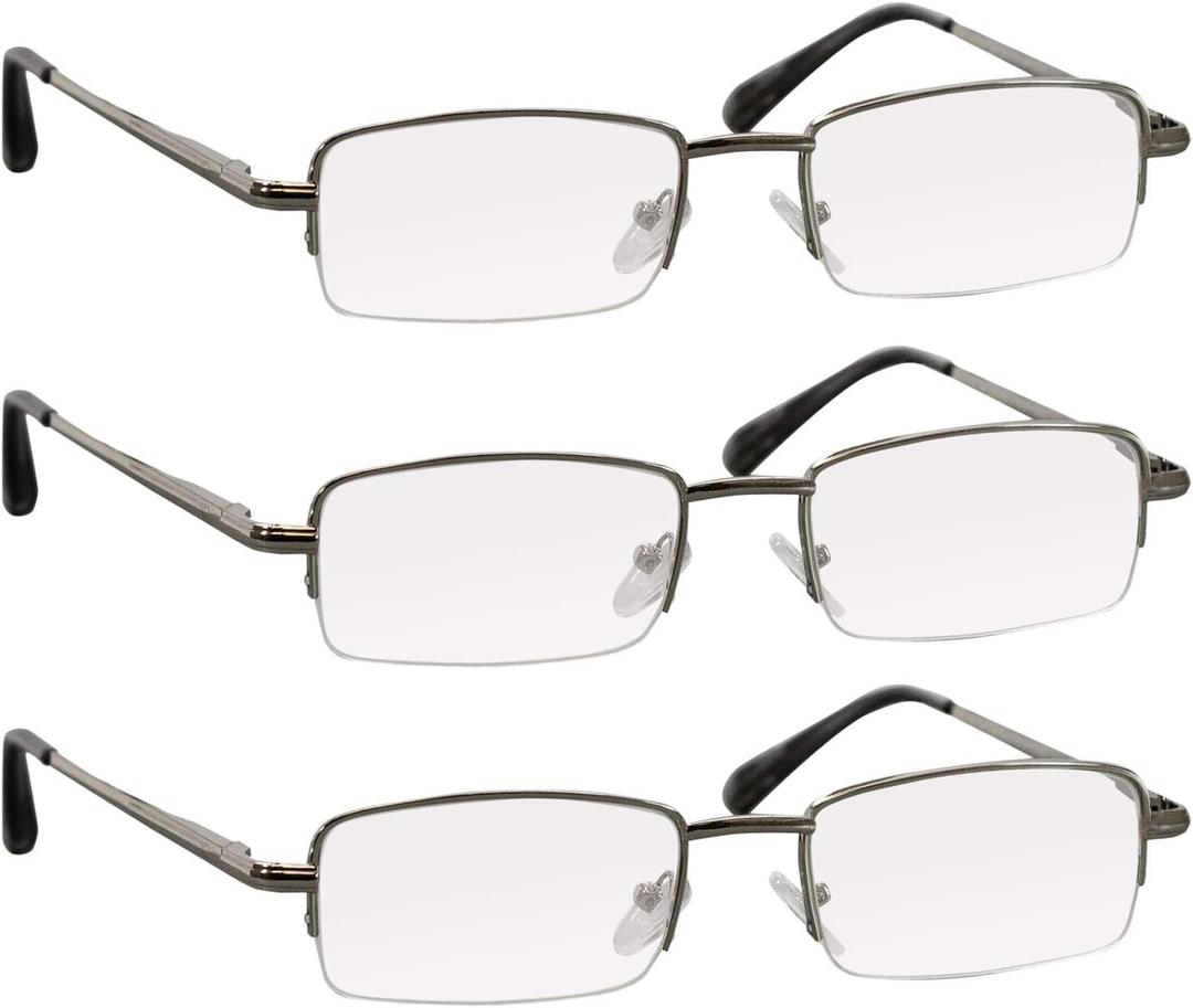 TruVision Readers 3 Pk - Metal Frames OTC Reading Glasses - Silver 1.00
