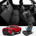 DiffCar® for Toyota Tacoma Seat Covers 2024 2025 2026(Gas Only), Full Set Faux Nappa Leather Truck Accessories for Tacoma Double Cab 4th Gen, Car Pickup Seat Protector Custom Fit Front Rear,Black/Gray