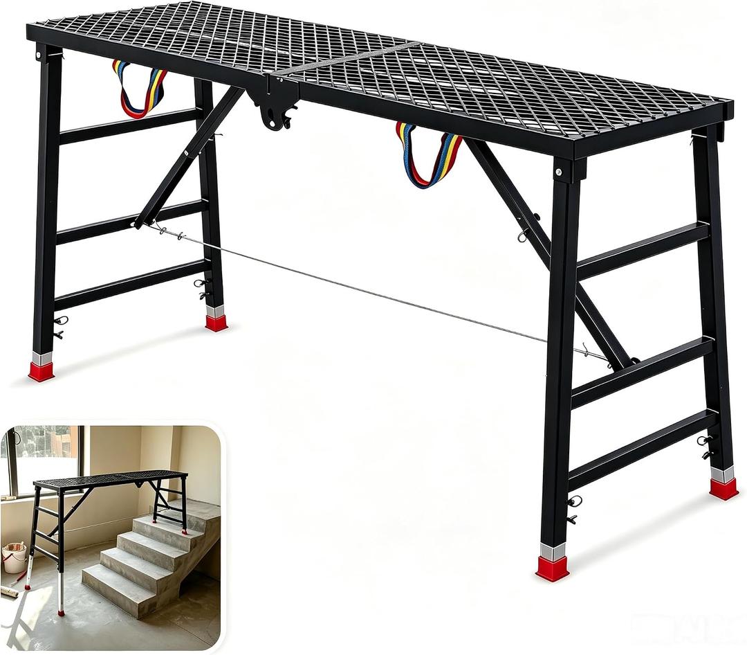70.9x15.8x35.8-61.4 Inch Foldable Steel Scaffold Work Platform