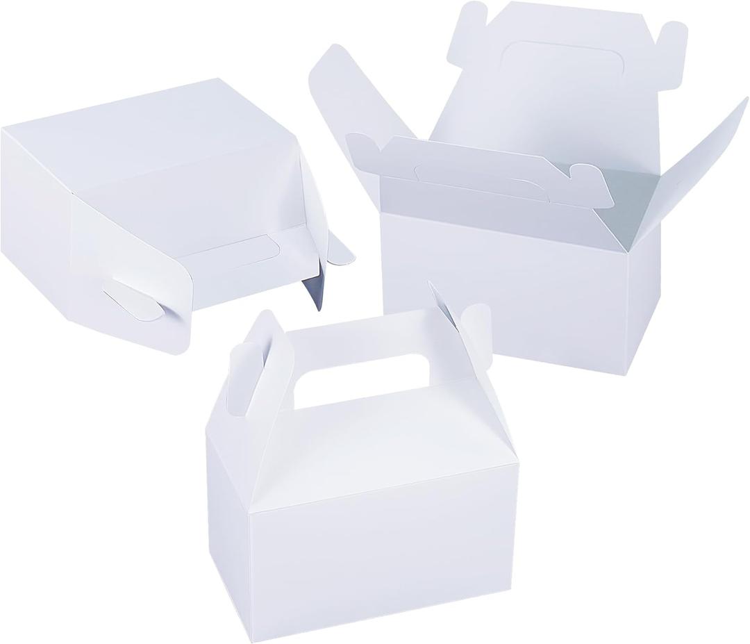 XAGLVV 24 Pack White Gable Boxes with Handles Paper Party Favor Gift Box for Wedding Birthday Baby Shower Graduation Christmas Party Favors