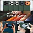 SHIELDON Genuine Leather Case for iPhone 17 Pro 6.3" 2025 | Compatible with Magsafe, Camera Button Updated, Magnetic Wireless Charging, Slim Fit, Shockproof, Metal Button, Protective Cover - Evergreen