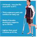 Carex Folding Aluminum Under Arm Crutches for Adults 4'11" to 6'1", 2 Lightweight Crutches Included, Universal for Walking, Walking Aid for Kids, Adults & Seniors, Includes Padded Underarm Cushions
