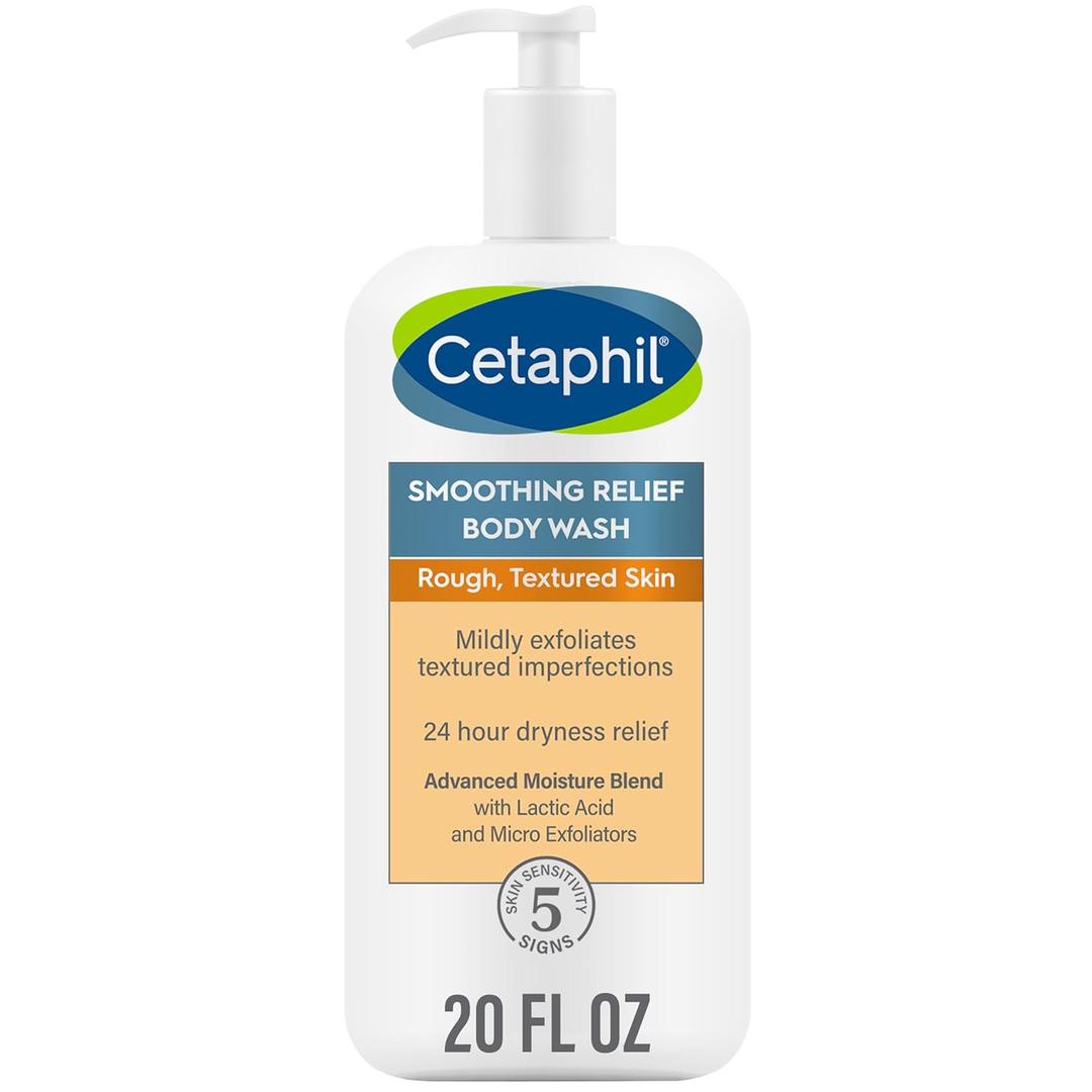 Cetaphil Body Wash, Smoothing Relief Exfoliating Body Wash, Mildly Exfoliates To Smooth Rough, Textured Skin, 24 Hour Dryness Relief, For Sensitive Skin, 20 oz (20 Fl Oz (Pack of 1))