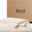 REST Evercool+ Starter Sheet Set, King, Ivory, Breathable Bed Sheets for Hot Sleeper and Night Sweats, with Pillowcases, with Ionic+ Self-Cleaning Silver Yarn for Sensitive Skin, 3PCS No Flat Sheet