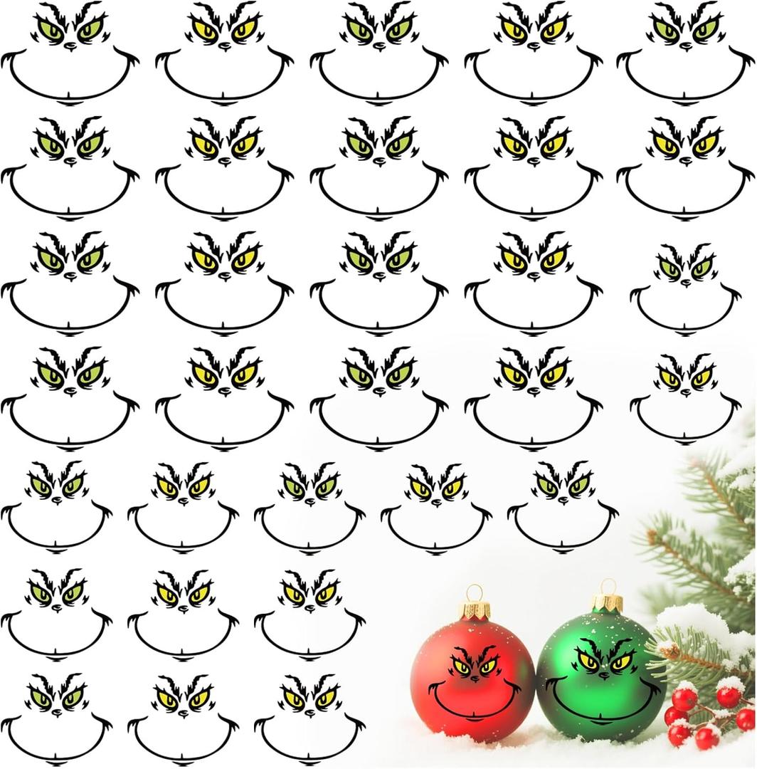 4 x 42 Pcs Christmas Face Eyes Stickers for Crafts Small 3 Inch 2 Inch Transfers Vinyl Faces Pitcher Decals for Ornaments Glass Drinking Cups Wood Decorations Balls Party Supplies (face72)