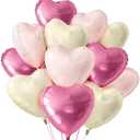 Set of 2 Pack, KatchOn, Pastel Valentines Heart Balloons Foil - 18 Inch Pack of 12 | Heart Shaped Balloons for Valentines Day Decorations | Galentines Balloons, Galentines Day Decorations | Valentines Heart Balloons