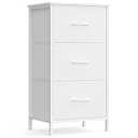 SONGMICS Dresser for Bedroom, Small Dresser with 3 Fabric Drawers, White (11.8"D x 15.6"W x 29"H (3 Drawers))