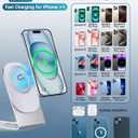 Magnetic Wireless Charger Mag-Safe Charger for iPhone 17/16/15/14/13/12 Series Convertible Magnet Wireless Charging Stand/Pad with 5ft Cable for iPhone and AirPods 2/3/Pro 2/Pro
