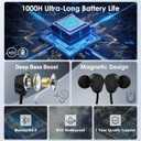 1-Year Quality Support)Around the Neckband Bluetooth Headphones, 1000H Extra Long Battery Life with Magnetic Earphones,Wireless Earbuds with Mic,Waterproof In-Ear Headset for Sports/Gym (Black)